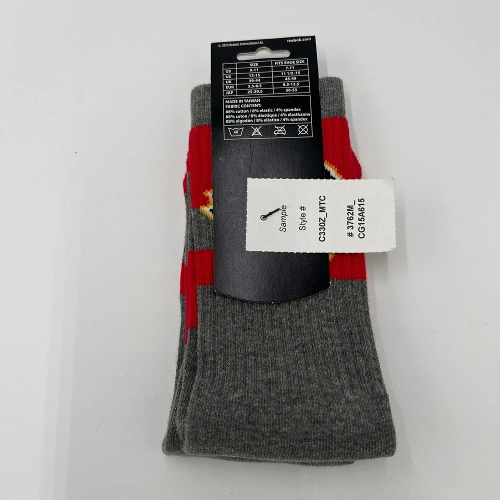 Reebok NHL Calgary Flames Men's Crew Socks 3‎ Pack Size L 9-11 Red Grey New